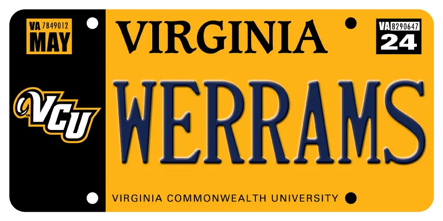 Illustration of a VCU license plate